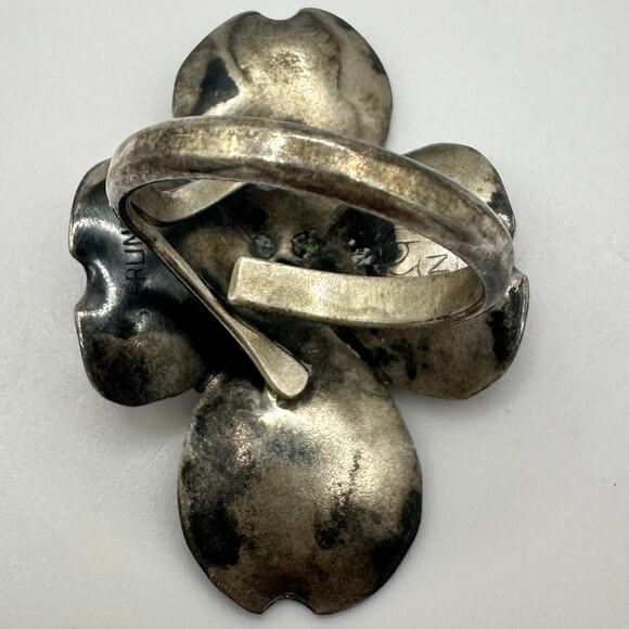 Stuart NYE vintage 1940s 925 sterling silver dogwood flower adjustable ring - Picture 5 of 9